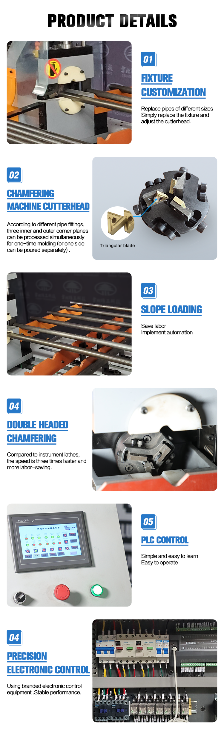 Chamfering Deburring Pipe for Metal Double Head Automatic Chamfer Set Electric Desktop to Steel Rod Machine