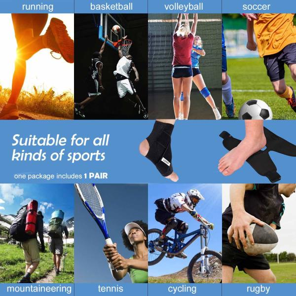 Black Compression Neoprene Ankle Wrap / Ankle Brace Support Stabilizer