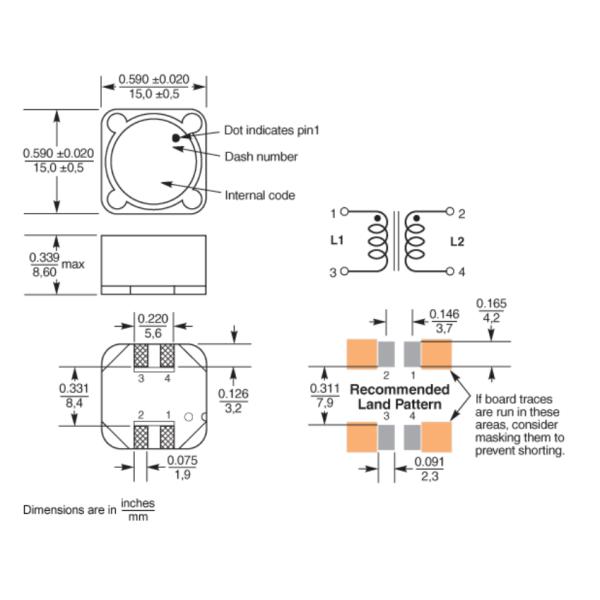 MSD1583-103MED Surface Mount SMD Power Inductor For Flyback Applications