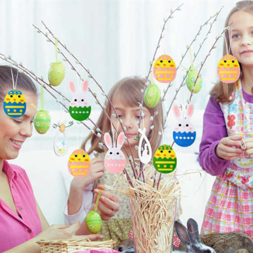 12pcs Colorful Egg Shaped EN71 Felt Easter Decorations