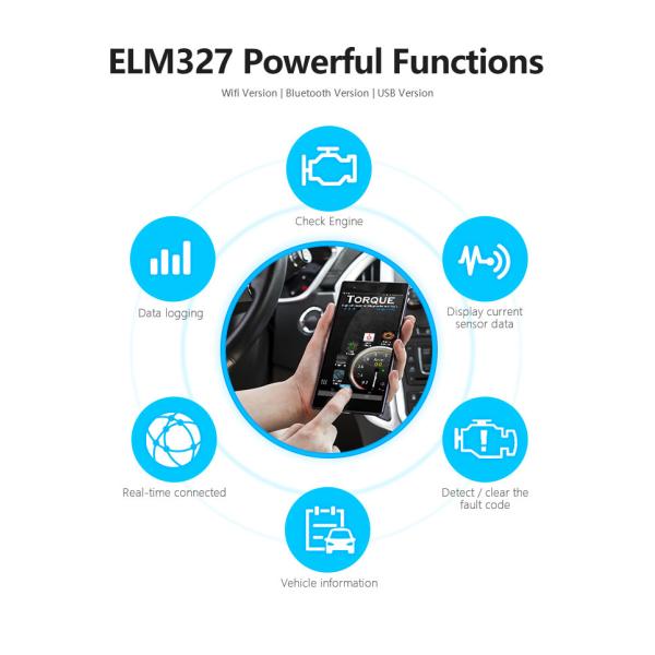 CE Elm327 Android Car Scanner Bluetooth Autel Bosch Ancel Obd2 Diagnostic Machine