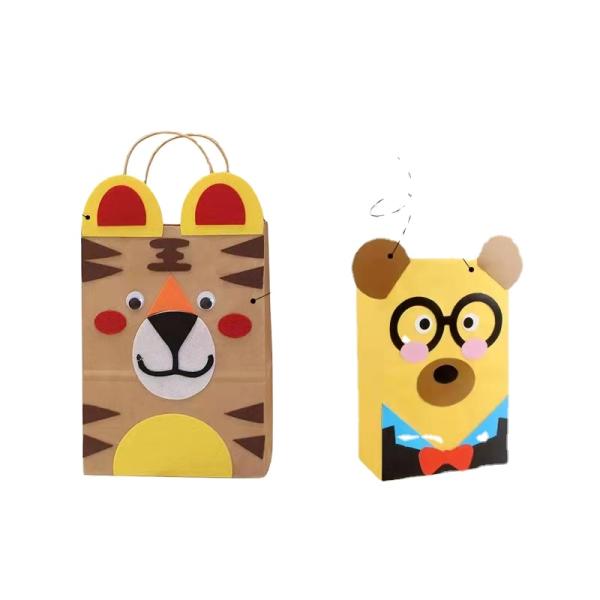 Factory custom brown kraft paper package gift bag animal paper bags