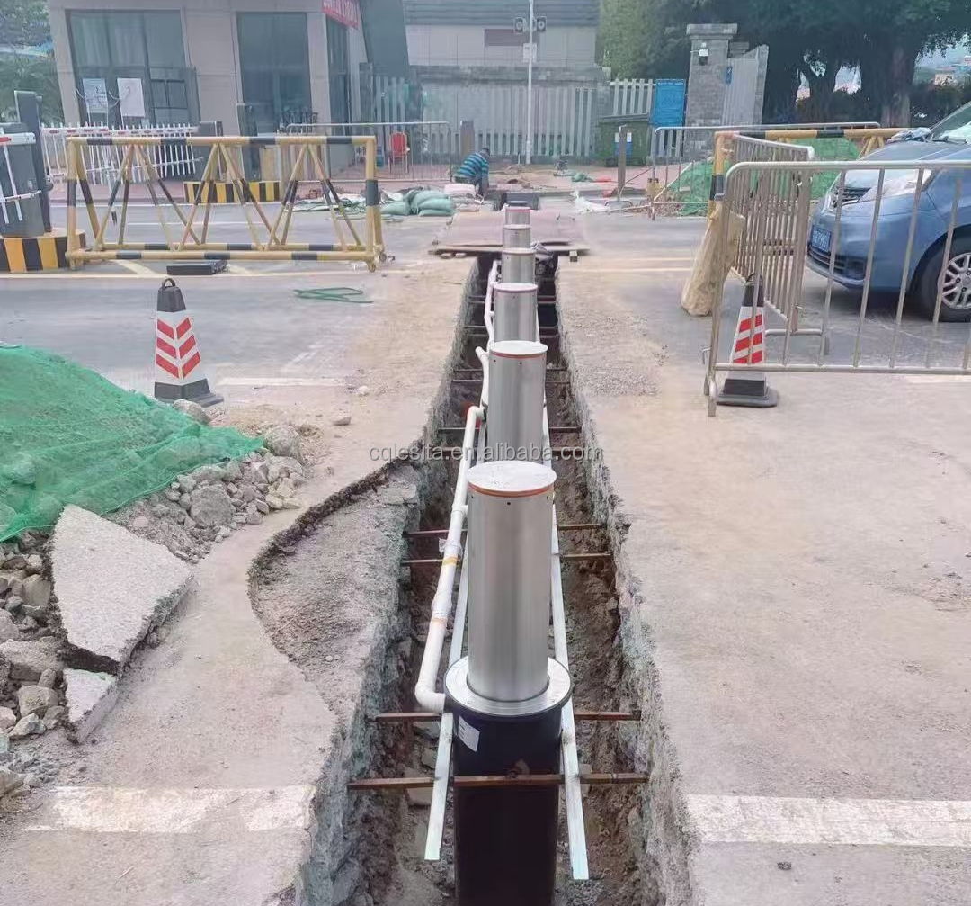 Stainless Steel Electric Retractable Automatic Bollard Outdoor Automatic Lifting Column Remote Control Safety Parking Security
