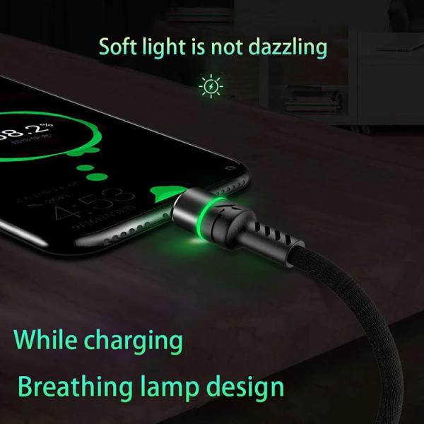 Durable 5A USB2.0 Type C Micro Iphone Fast Charger Cable Nylon Braided