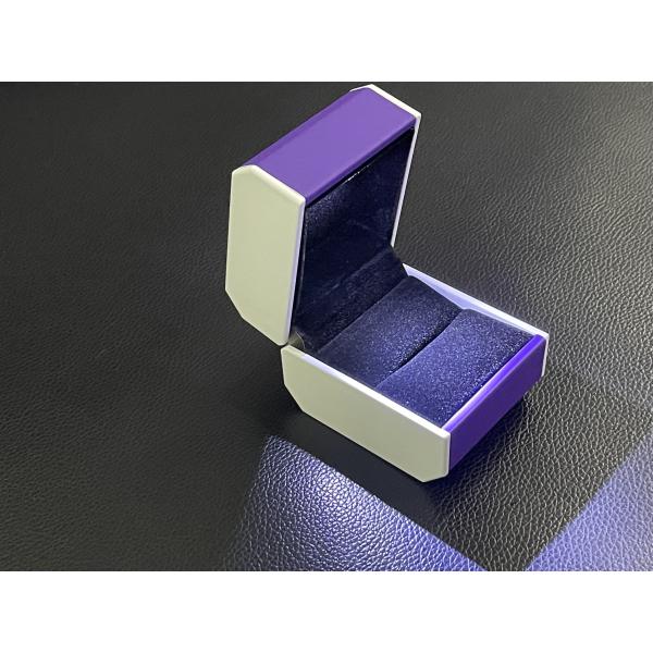 Customized Your Logo-Purple Pu Leather LED Ring Box