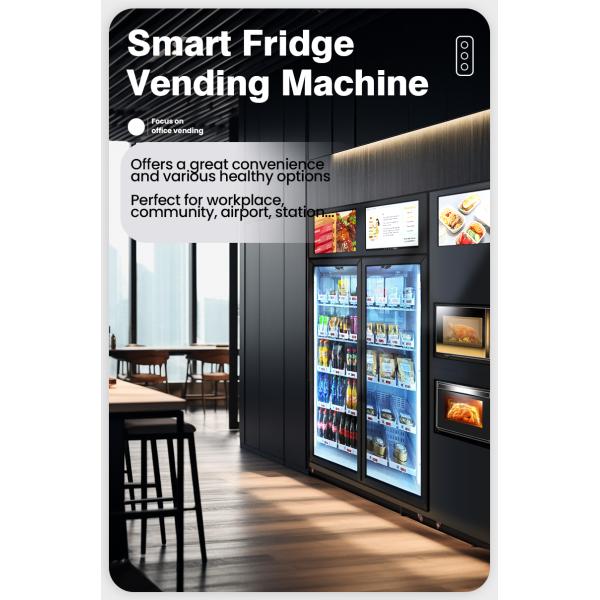 Smart Fridge Vending Machine With Microeaves For Hot Food Meal.Snack Drink Salad Vending Machine With Card Reader