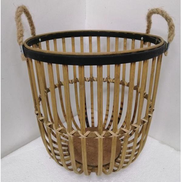 Brown Round Vintage Bamboo Basket Set