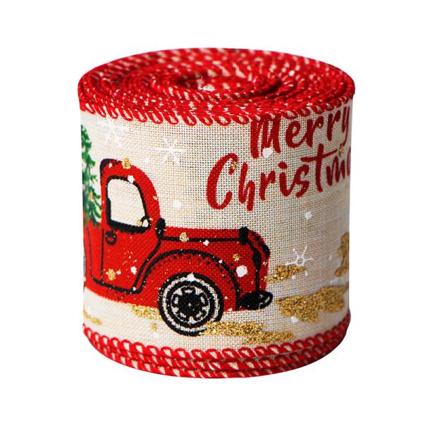 Customized Polyester Wired Edge Ribbon Roll for Christmas Crafts Polyester Material