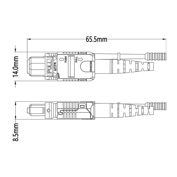 12 Core MPO Trunk Cable Multimode 50/125 3.0mm LSZH Aqua B Polarity Patch Cord