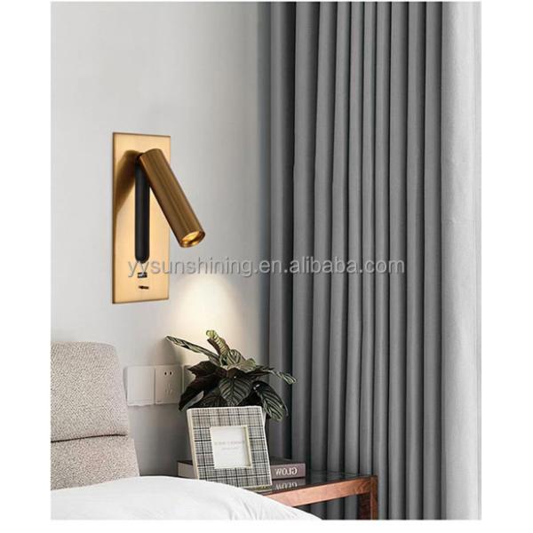 Plastic Shade 3W LED Light Source Minimalist Adjustable Indoor Wall Light with USB Port