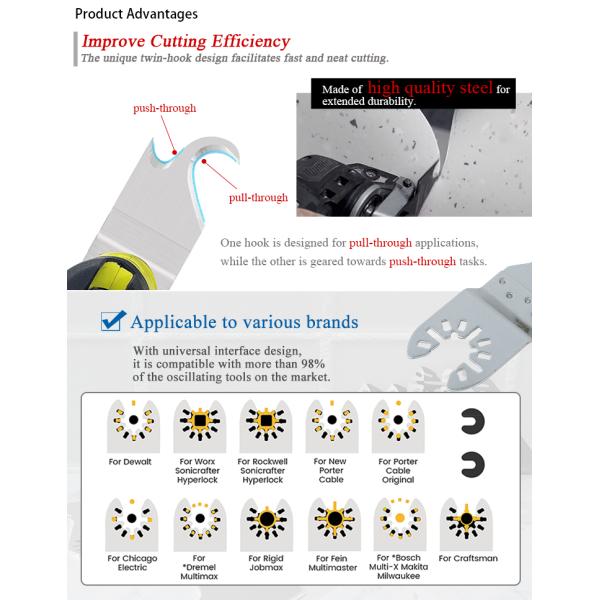 3 Pcs Multi Tool Saw Blades Oscillating Multi Tool Knife Blade For Cutting Roofing Asphalt Shingles PVC Floor Carpet Car
