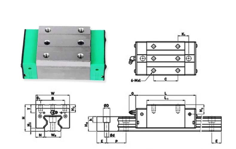 High Speed Linear Guide RGW35CC Textile Machinery Linear Guide