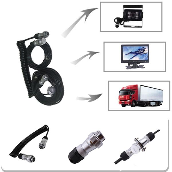4M 6 Pin Metal Connector Coiled Trailer Cable For Bluetooth Camera