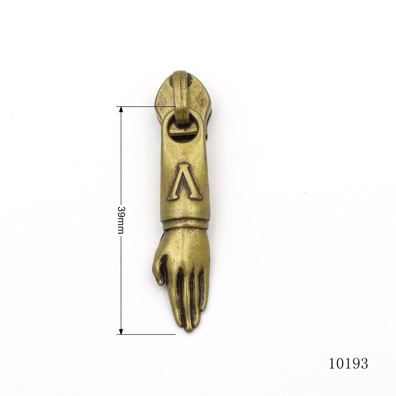 Hand Shape Zipper Pull Charm Matte Antique Brass Zipper Pull OEM ODM
