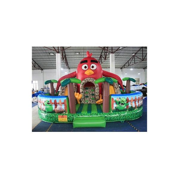 Red Coconut Tree Inflatable Fun City With Slide Jumping Castle