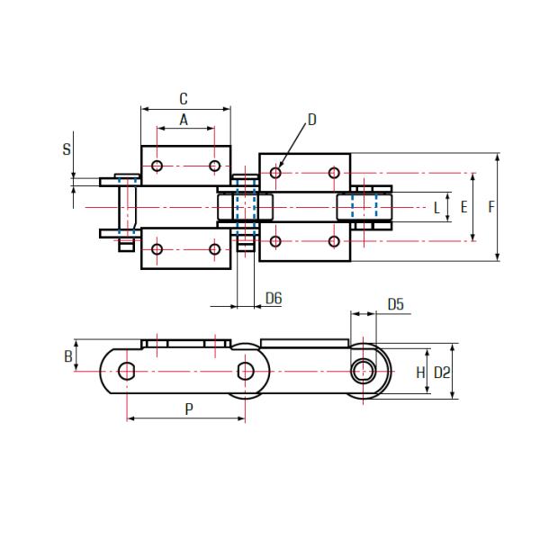 Steel Industrial Drag Roller Cranked Link Chain Long Pitch