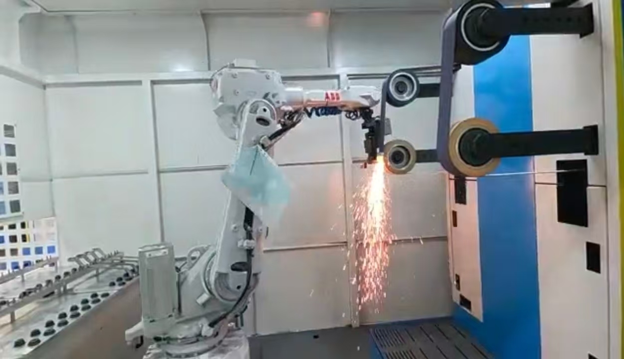 Robotic Polishing Machine Automatic Tool Changer Metal Grinding Buffing Deburring Flexible Cell