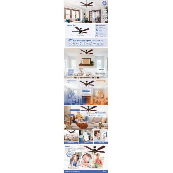 CE CB 5 Blades Room Classic Ceiling Fan With Light Engineering Model