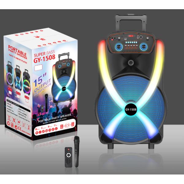 50W Portable Party Speaker with Built-in Lighting Effects and Waterproof Function