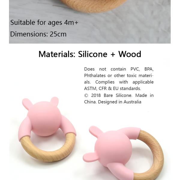 Handbell Wooden Silicone Teether