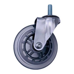 75mm Transparent Thread Stem PU Caster Wheels with Chrome Plated
