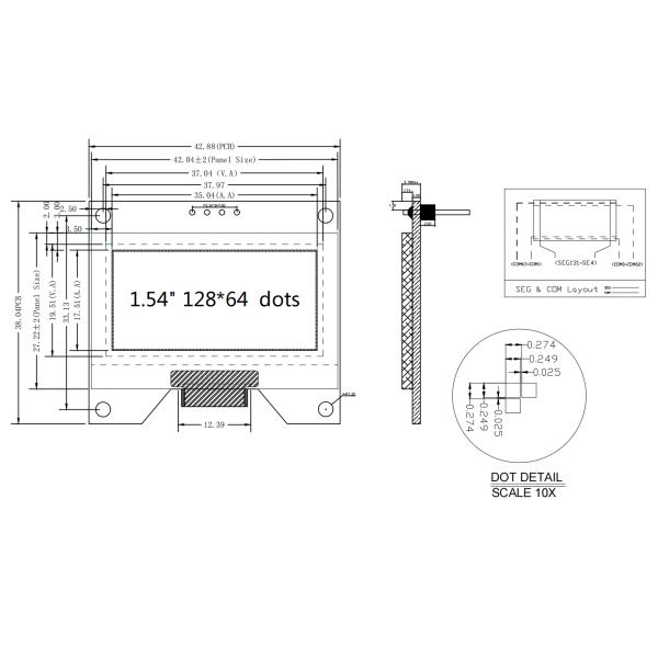 Factory 1.54-Inch OLED Display 128x64 with I2C Interface & CH1116 Driver