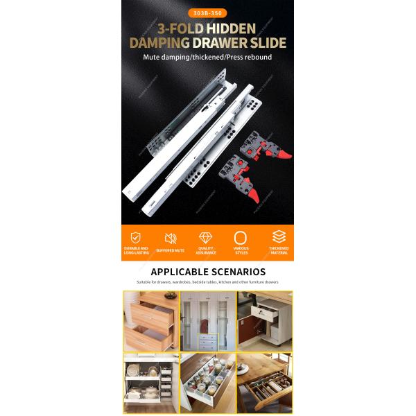 Mail Packing Y Hardware Accessories Three Section Full Pull-out Track Drawer Slides