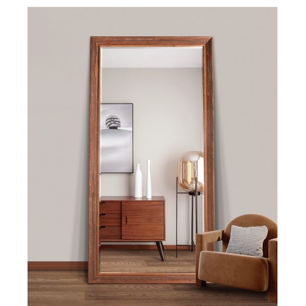 Rectangle Solid Wood Frame Mirror Full Length Dressing Mirror Without Light