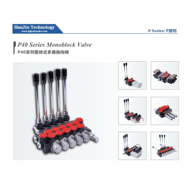2 Section Hydraulic Distributor Monoblock Directional Control Valve Max Flow 40L 1-floating Section Cable Controlled P40