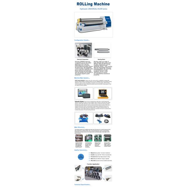 Automatic Plate Sheet Bending Steel 3 Roller Plate Rolling Machine