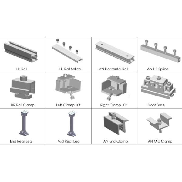 Ballasted Aluminium Solar Panel Mounting System / Flat Roof PV Mounting Structures
