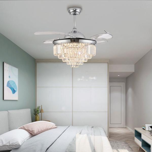 Crystal Folding Blades Ceiling Fan With Light And Remote Control