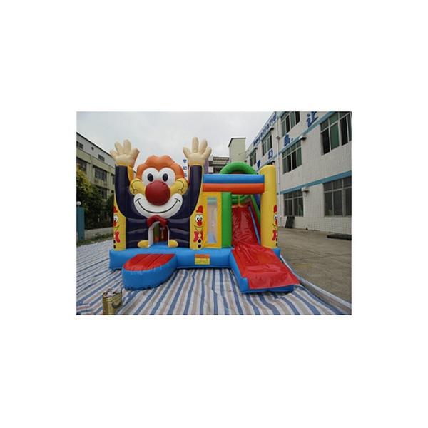 PVC Tarpaulins Waving Smiling Clown Inflatable Bouncer Combo With Customized