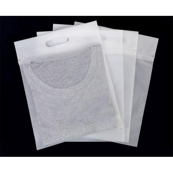 Eco-Friendly Ziplock Bag Recyclable CPE EVA Plastic Packaging Bag Self-Sealing Pouch with Handle Hole