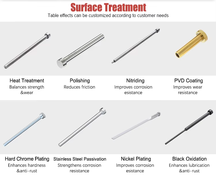 SKD61 Nitrided Ejector Pin and Ejector Sleeve with Customized Diameter for Precision Mold Applications