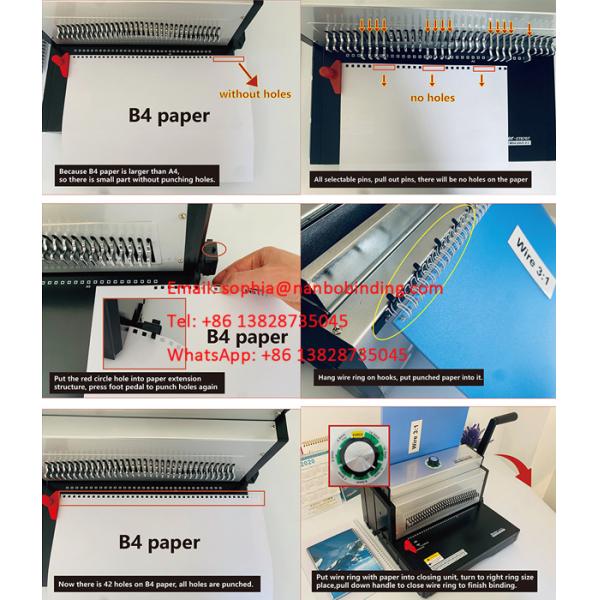 A3 A4 Paper Double Wire Binding Machine With 8.47mm Pitch