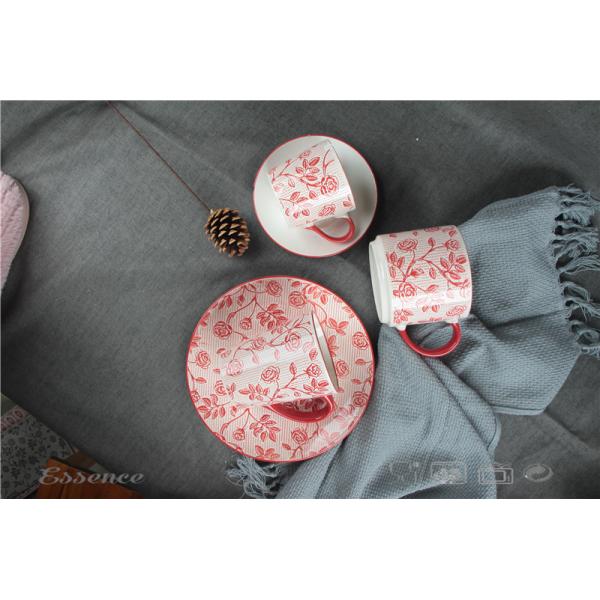 Hand Printing Custom Stoneware Mugs Kicthen Ware Stackable Tea Cup Dishwasher Safe