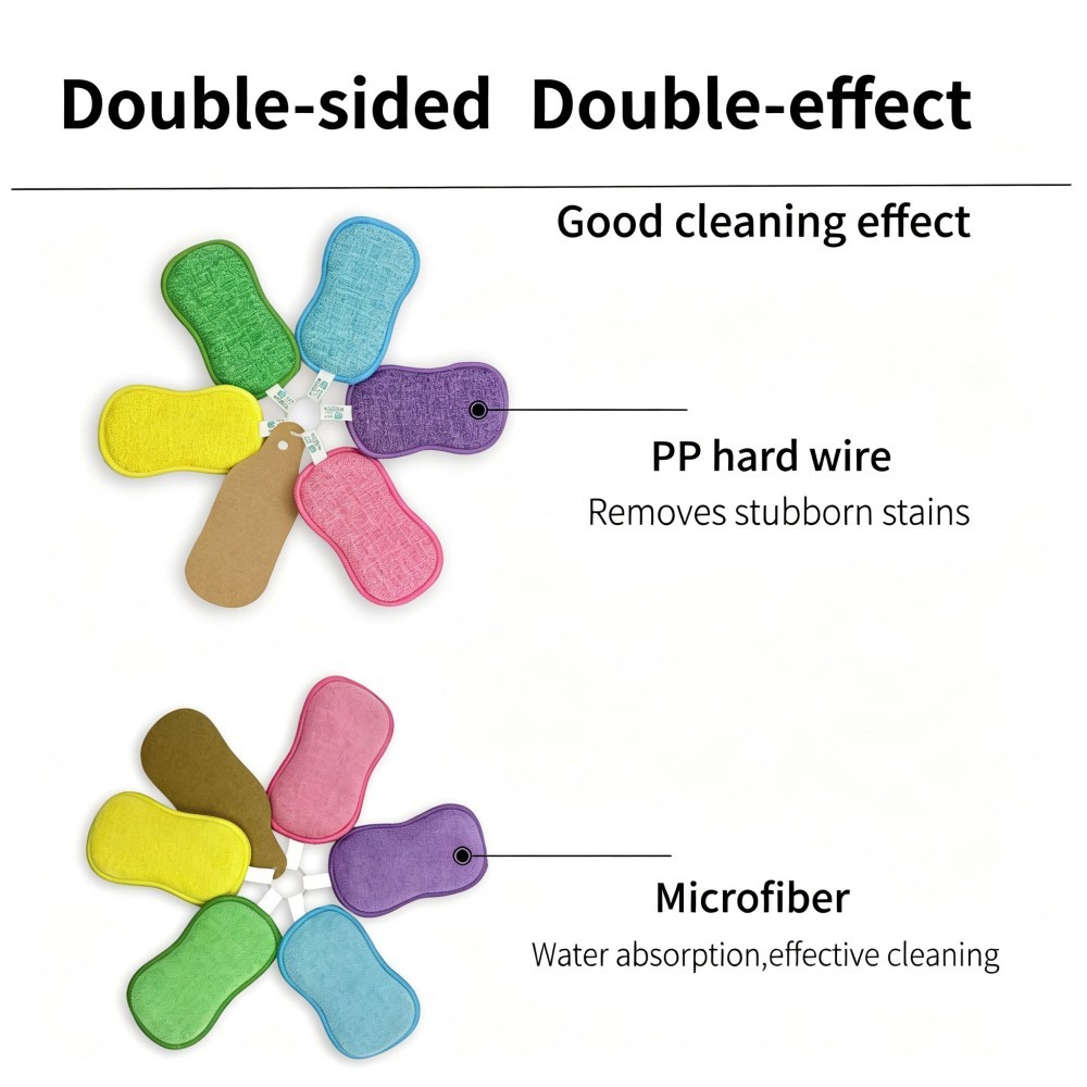 Reusable Super Absorbent Non-Scratch Microfiber Sponge for Kitchen Cleaning