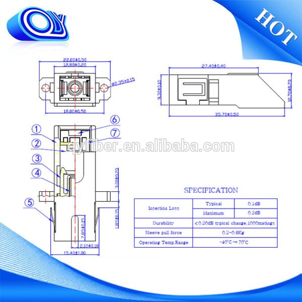 SC UPC APC Fiber Optic Adapter Bulkheads 900K With Shutter Pushing Type