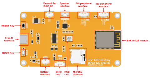 3.5-inch ESP32 Development Board with 320*480 Resolution Smart Display Screen Featuring WiFi and Bluetooth