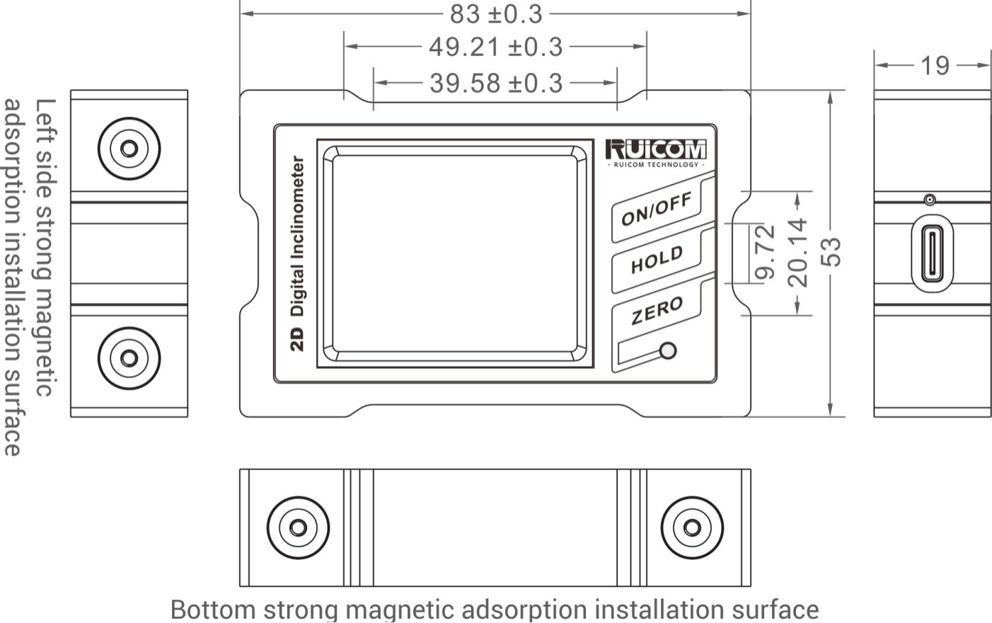 GDS41180 Portable Digital Single Axis Inclinometer IP54 Waterproof Level