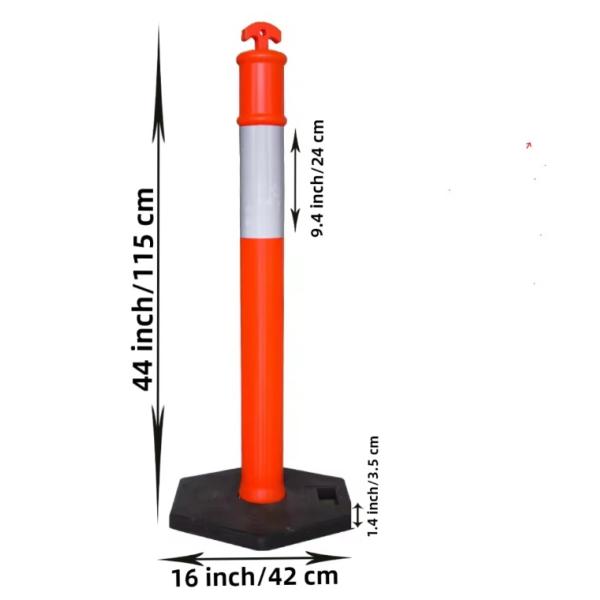 Durable Polyethylene Traffic Warning Post with Reflective Tape and 1150mm Height for Road Safety