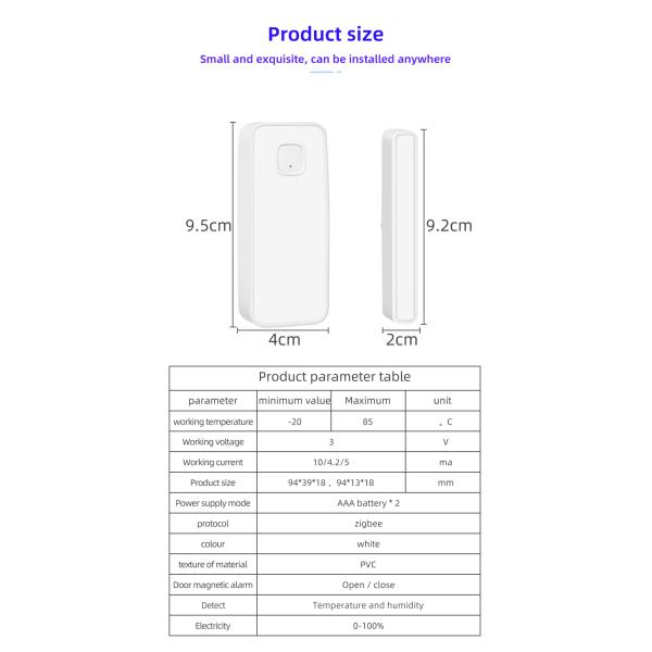 Tuya Smart Wireless Door Window Sensor Home Alarm System Temperature Humidity Detection
