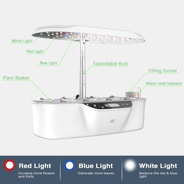 Full Spectrum Hydroponic Grow Light 24W Visible Water Window No Mess