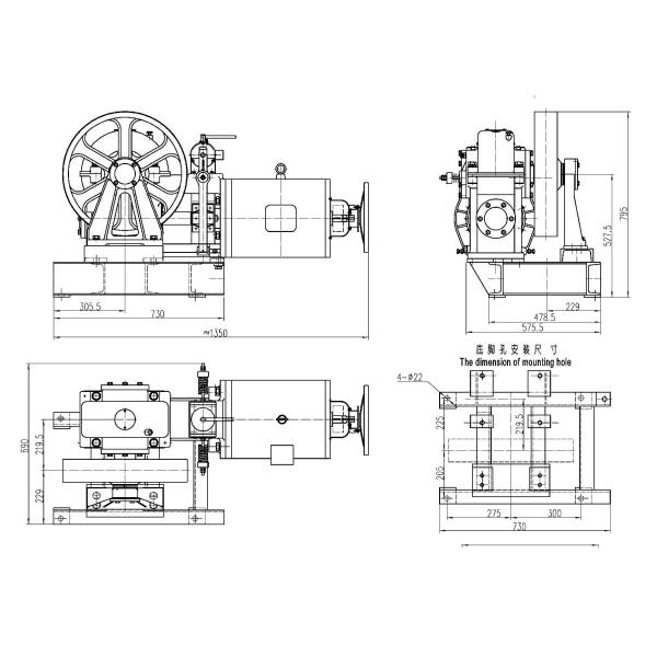 4 Pole / 6 Pole VVVF Control Elevator Traction Motor wit Elevator Parts
