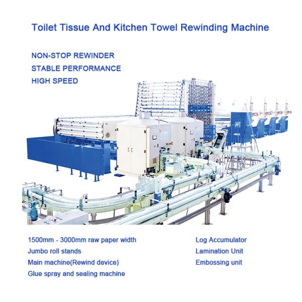 CE ISO Bathroom Tissue Paper Roll Making Machine , 2rolls Paper Rewinder
