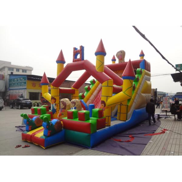 Customized Dora Commercial Inflatable Slide , Inflatable Dry Slide For Toddlers