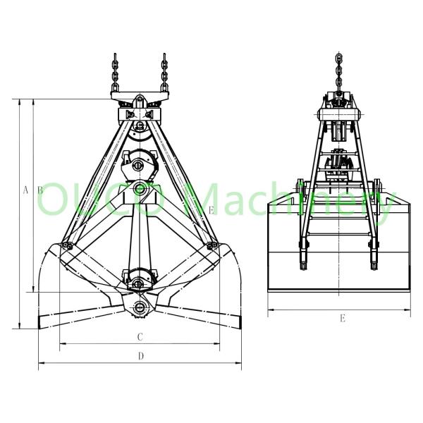 5 CBM 2 Rope Bulk Cargo Hydraulic Clamshell Grab