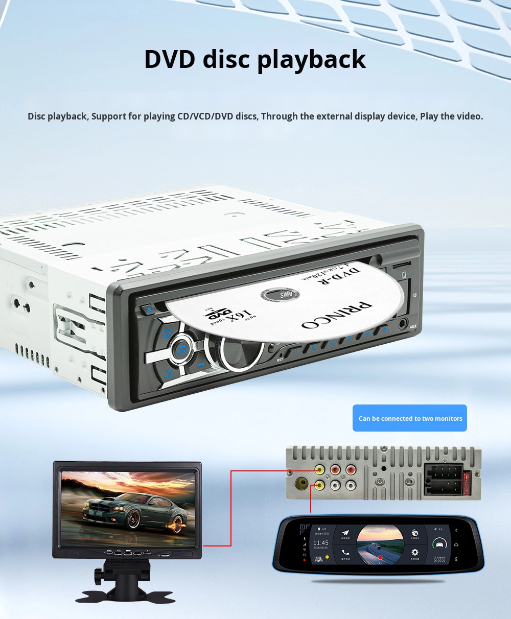 Creatall Single-Disc In-Car MP3 Player with Smart for Bluetooth Multimedia CD/VCD/DVD Card Slot USB Connection Radio