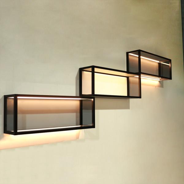 Floating Simple Wall Shelf Aluminum Structural Frame For Living Room